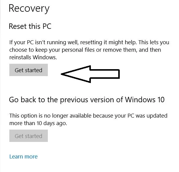 windows 10 ko reset kasie kare